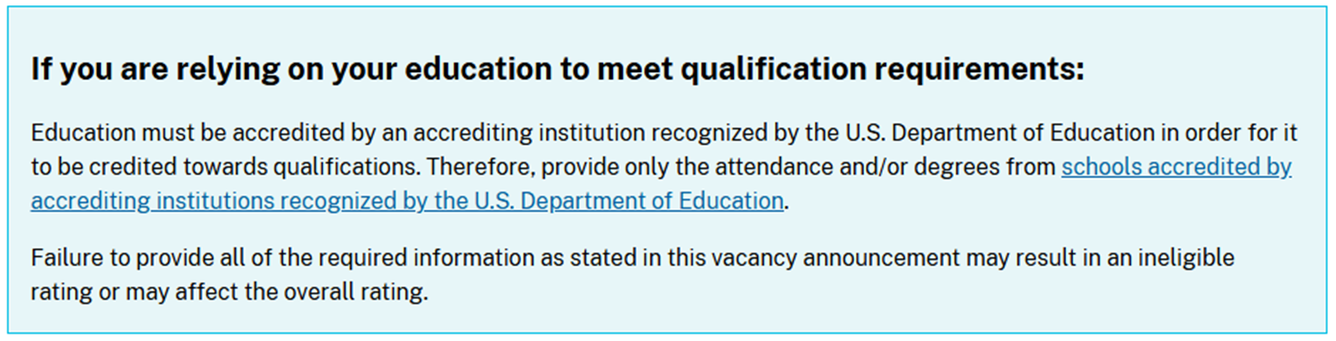 Example Education section